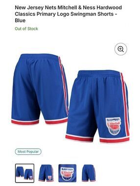 New Jersey Nets Mitchell & Ness Hardwood Classics Primary Logo Swingman Shorts -